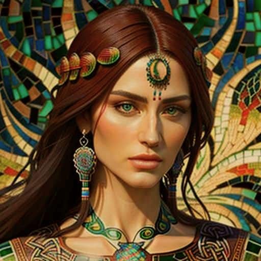 Celtic Fractal Hair Mosaic in Cloisonné Style