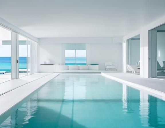 Minimalist White Room with Infinity Pool