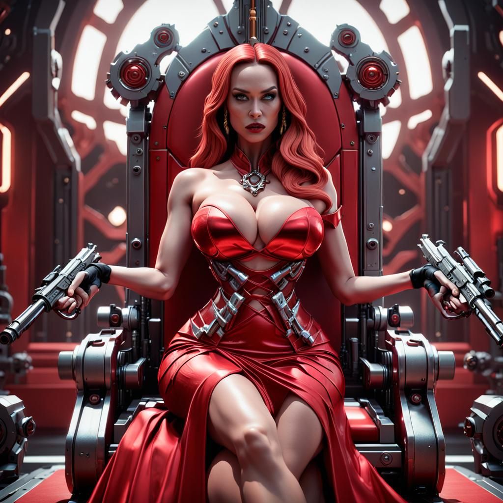 Jessica Rabbit on Gun Throne: Sci-Fi Art