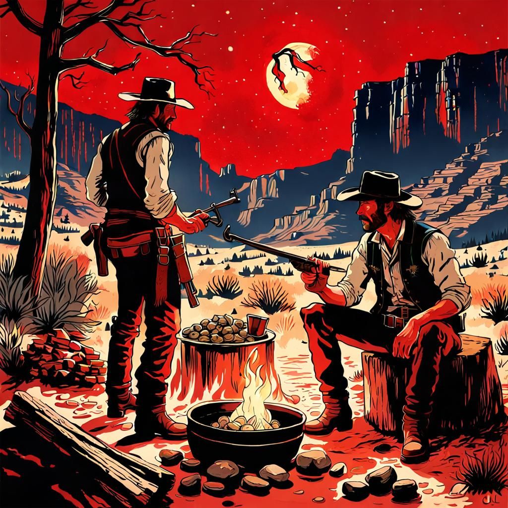 Red Dead Redemption: Cowboys at Night in Great Canyon