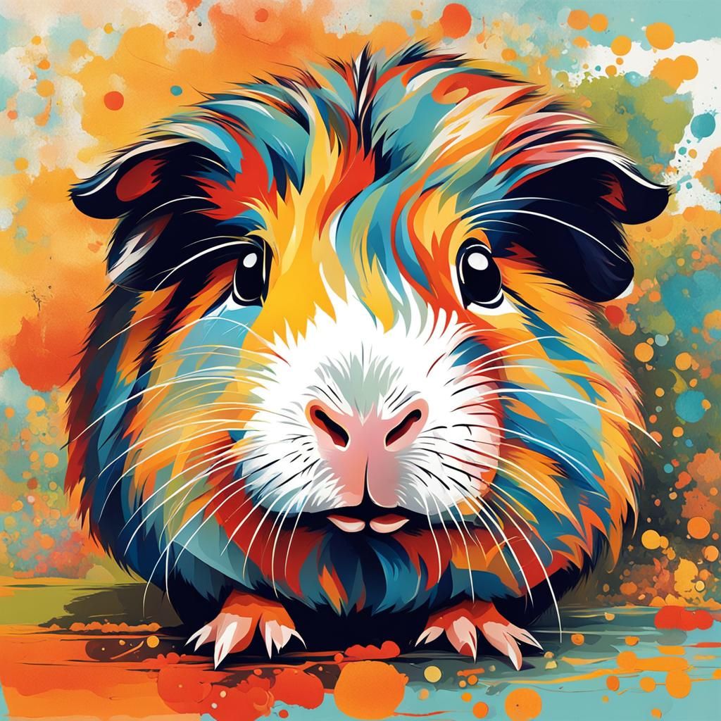 Abstract Guinea Pig Art in Complementary Colors