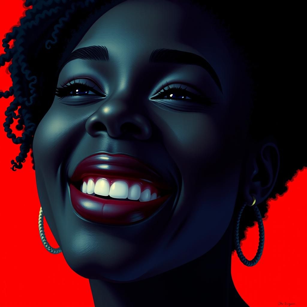 Radiant Portrait of a Smiling Woman in Rotoscope Style