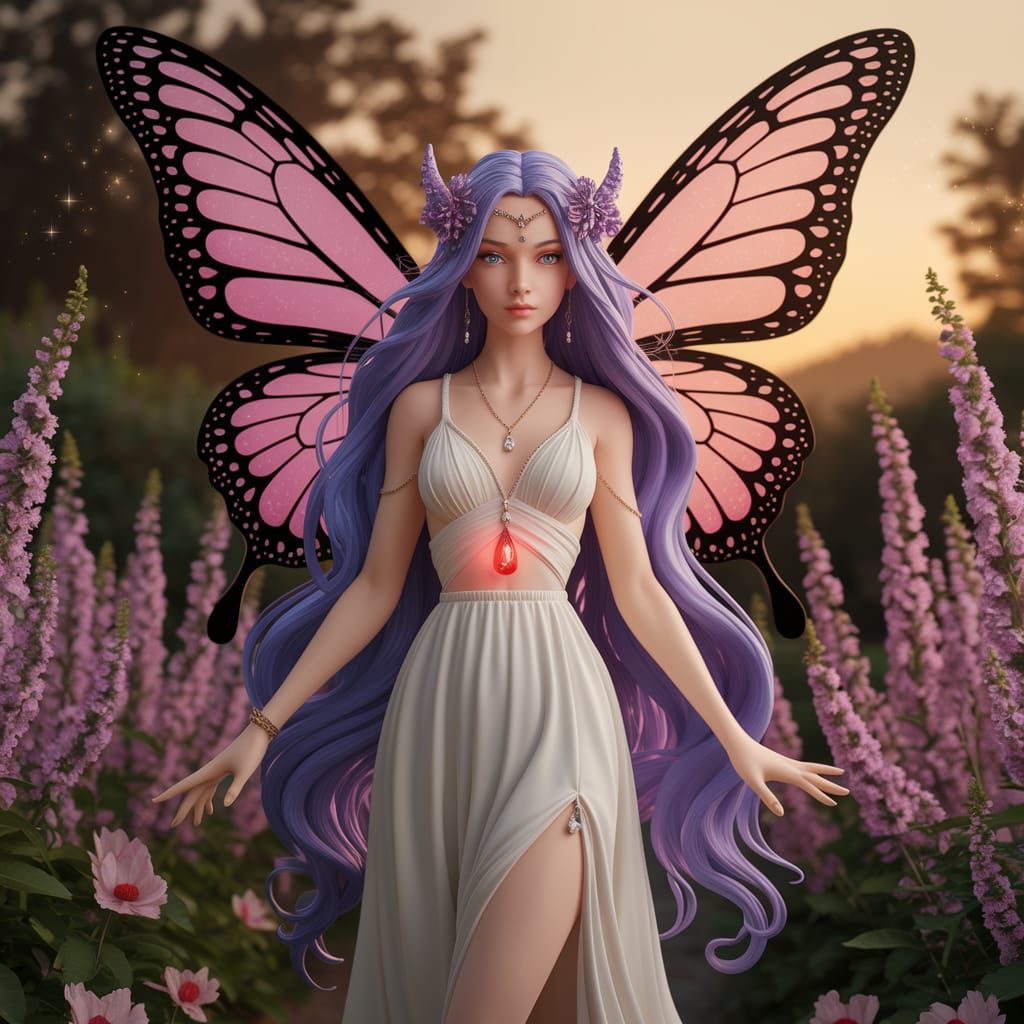 Wild Magic Fairy Sorceress in a Blooming Garden