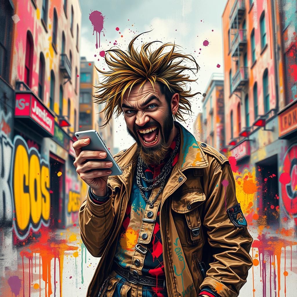 Lunatic Transformation Amidst Graffiti in Futuristic Style