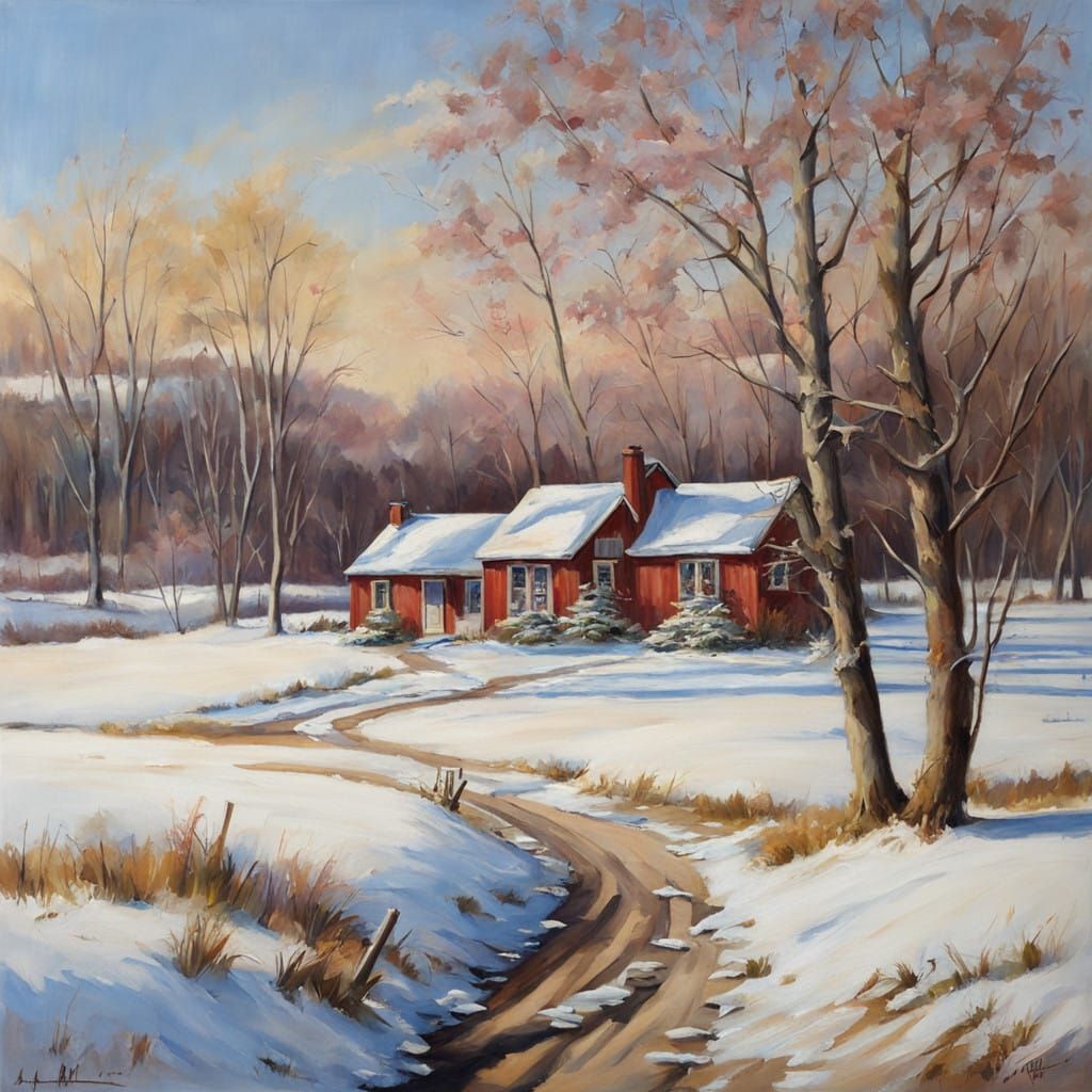 Early American Spring Landscape in Realistic Style