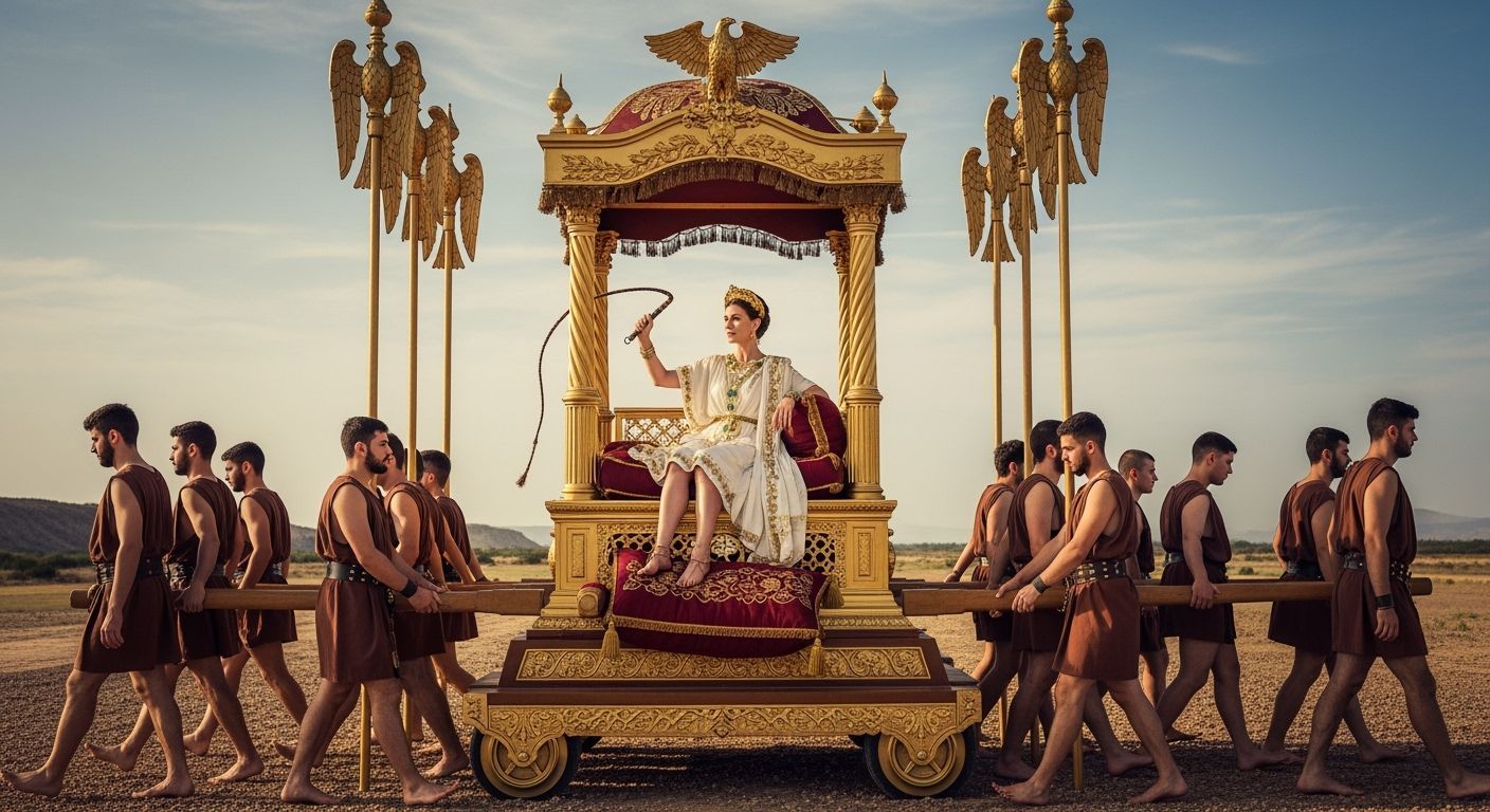 Roman Empress on Gold Throne, Professional Photography