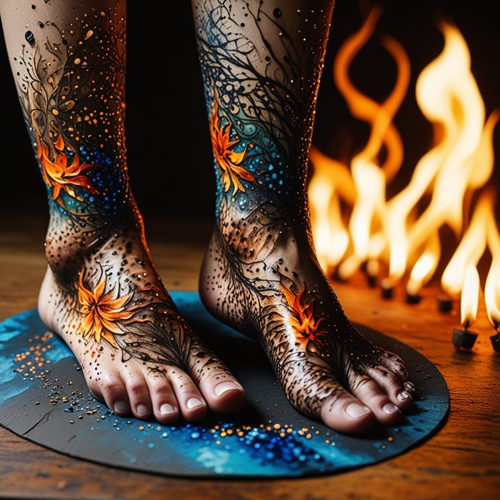 Pointillist Pyrography: Danseuse's Flaming Toes