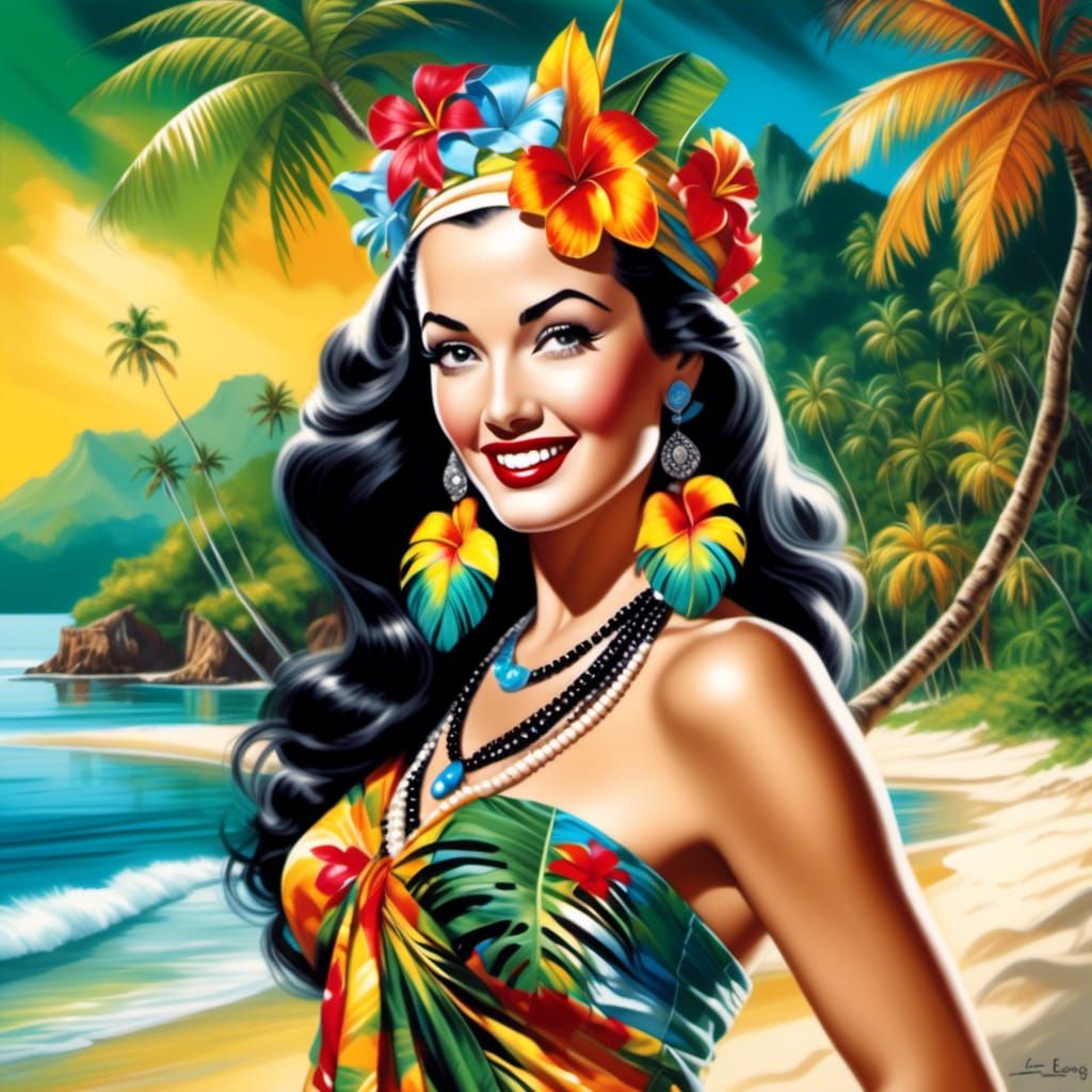 Tropical Beauty in Style of Edgar Leeteg