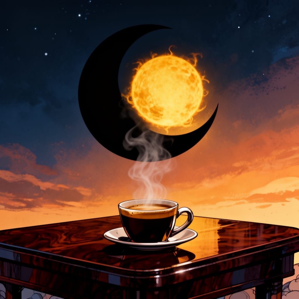 Espresso Cup with Celestial Eclipse Art