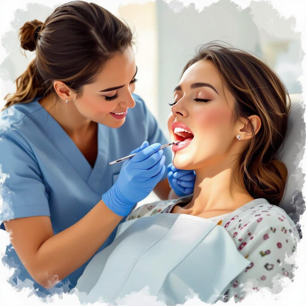 Physiotherapist Examines Patient's Mouth in Realistic Digita...