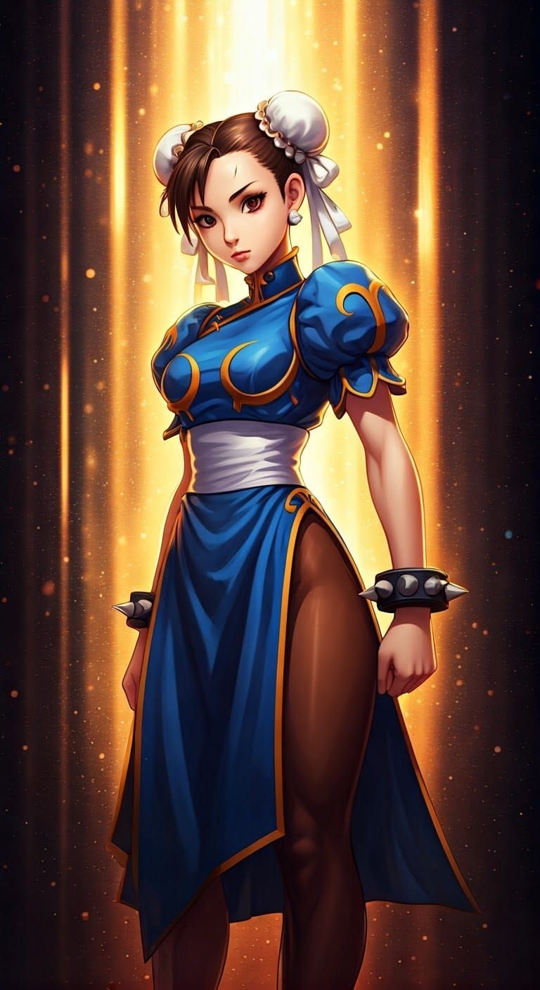 Anime Chun-Li from Street Fighter in 8k
