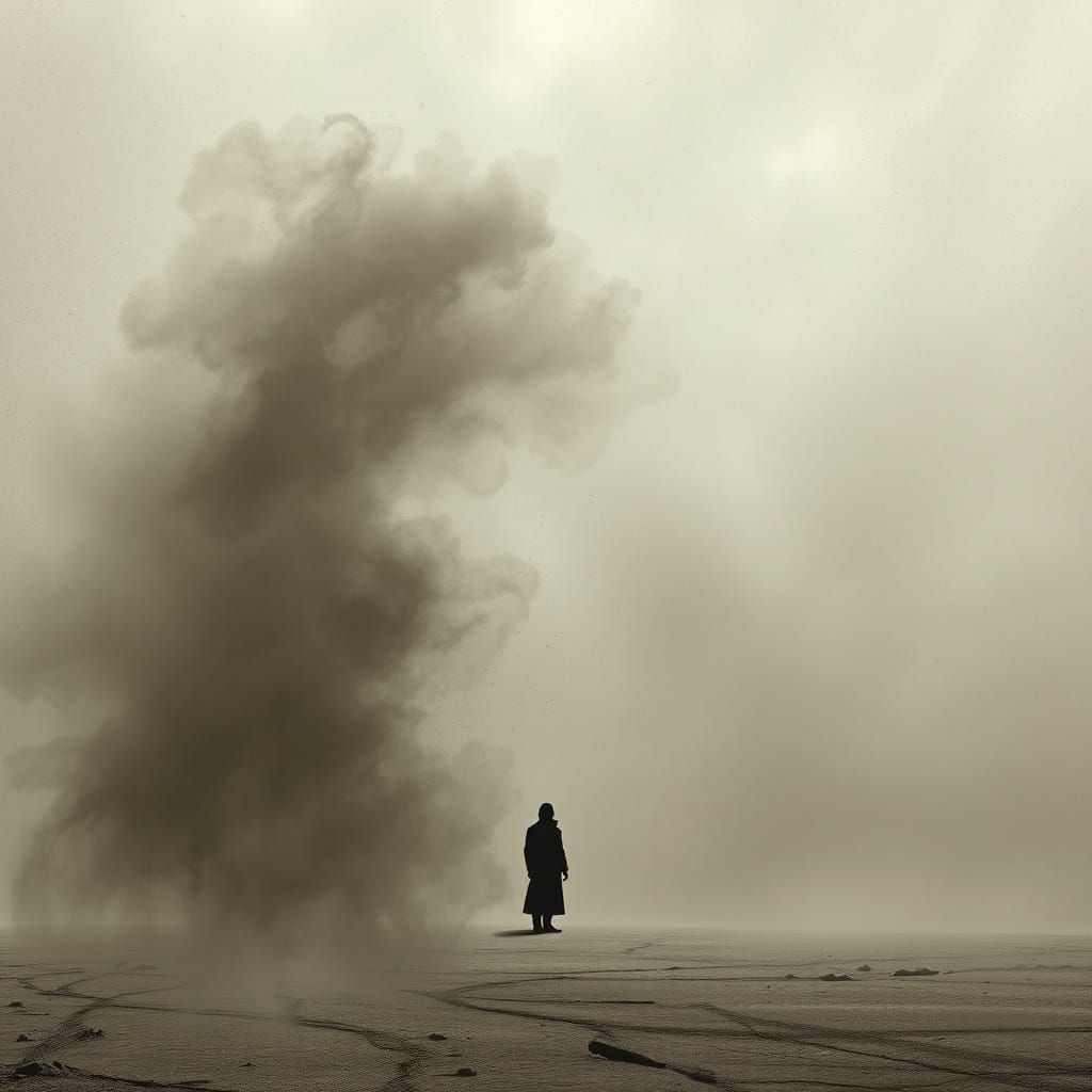 Nowhere Man in Desolate Landscape: Ethereal Art