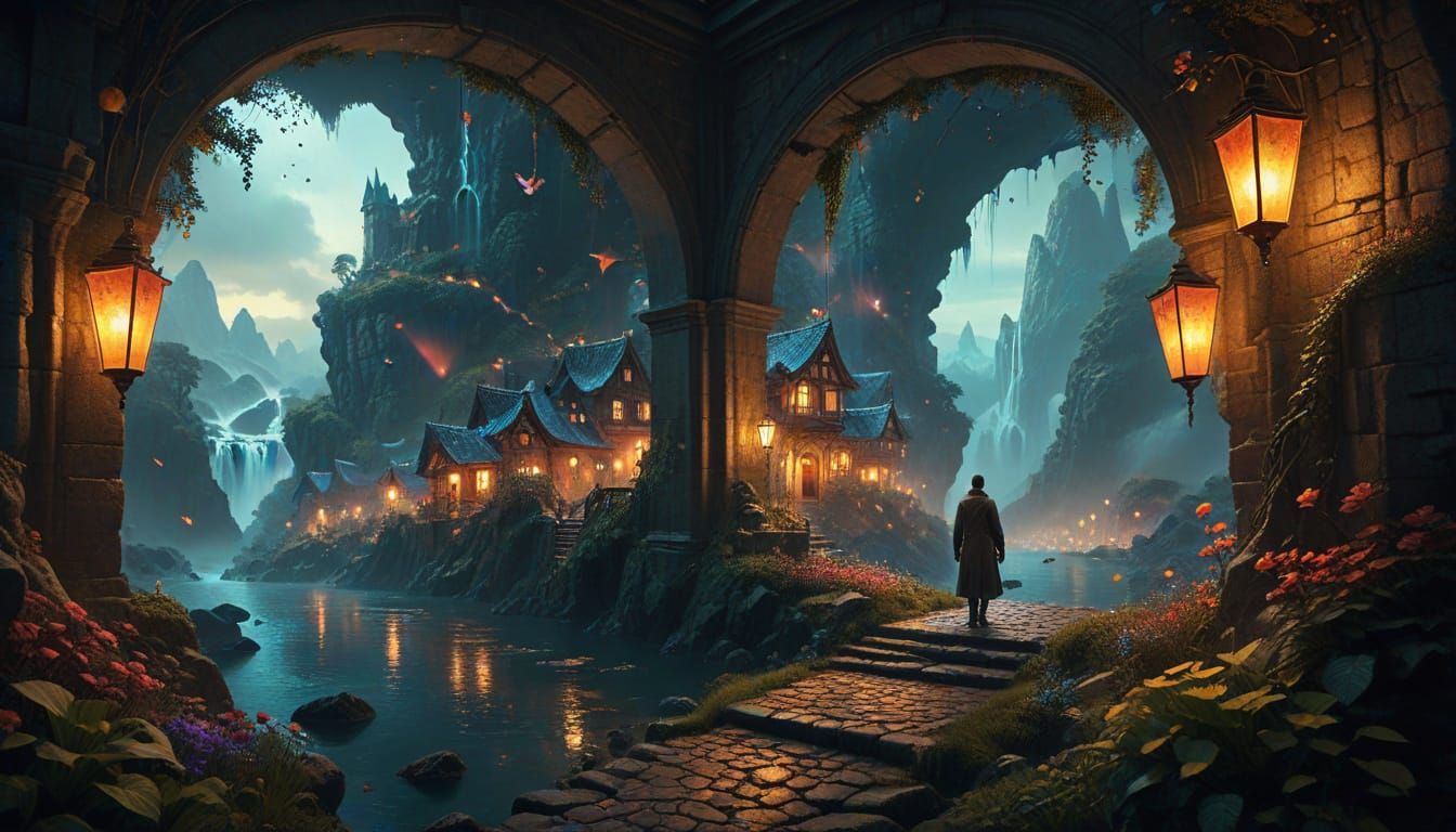 Hidden Village Amidst Celestial Wonders