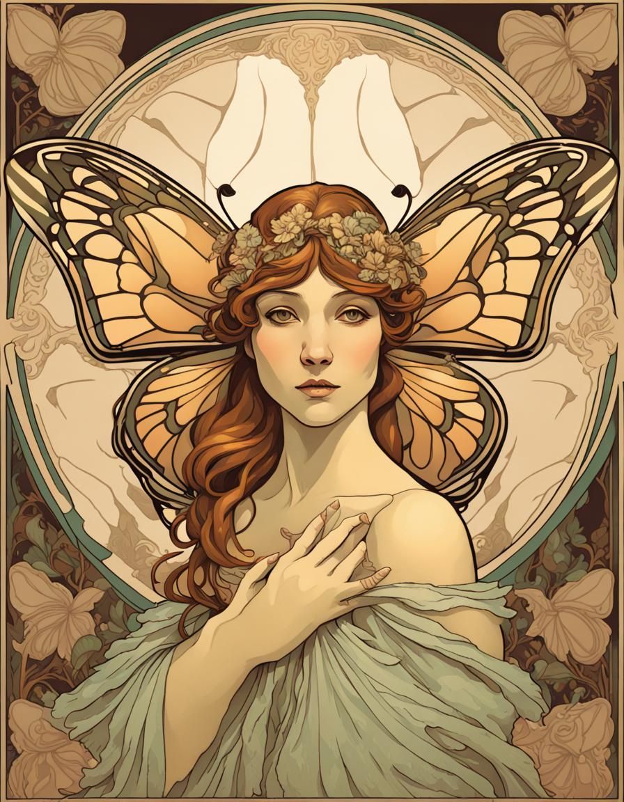 Moth in Art Nouveau Style