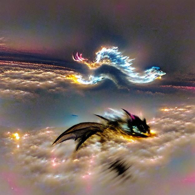 Dragon Flying Into Infinite Abyss