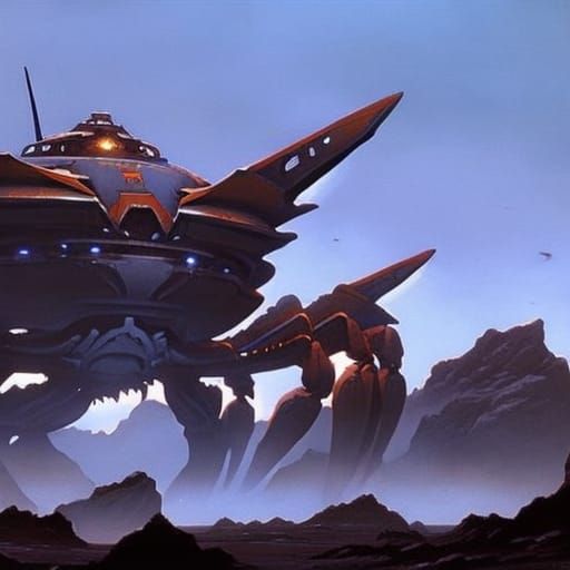 Organic Crab Mining Walker in Space