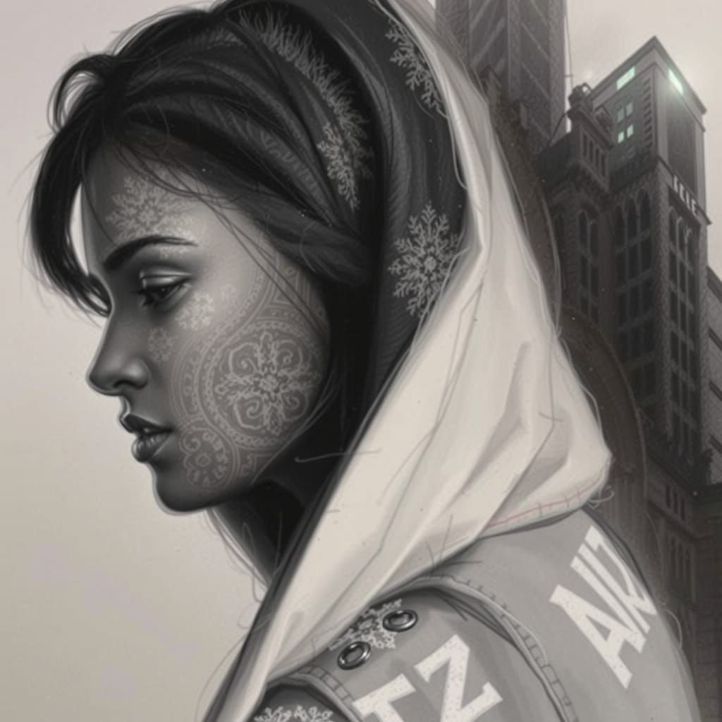 Dystopian Woman in Goya-Inspired Romanticism Style