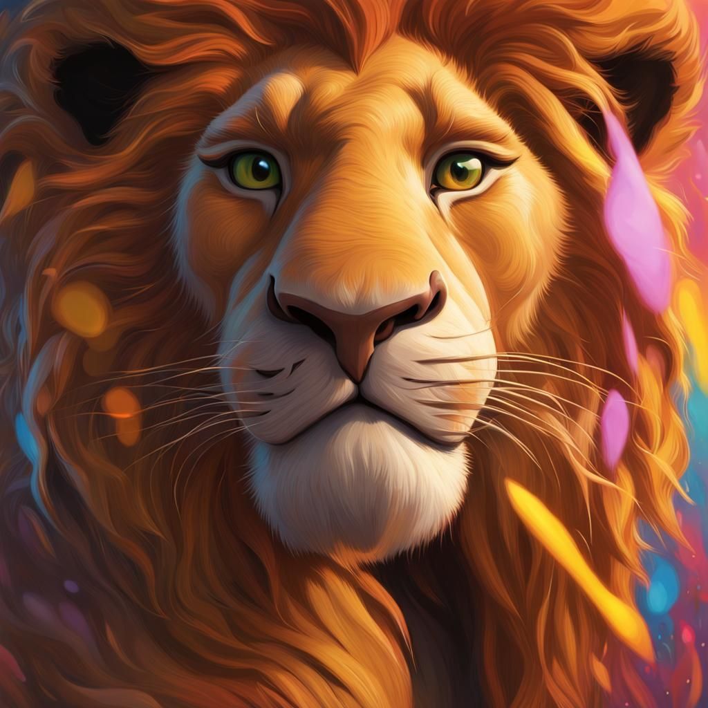 Hyperrealistic Simba Concept Art in Splash Style