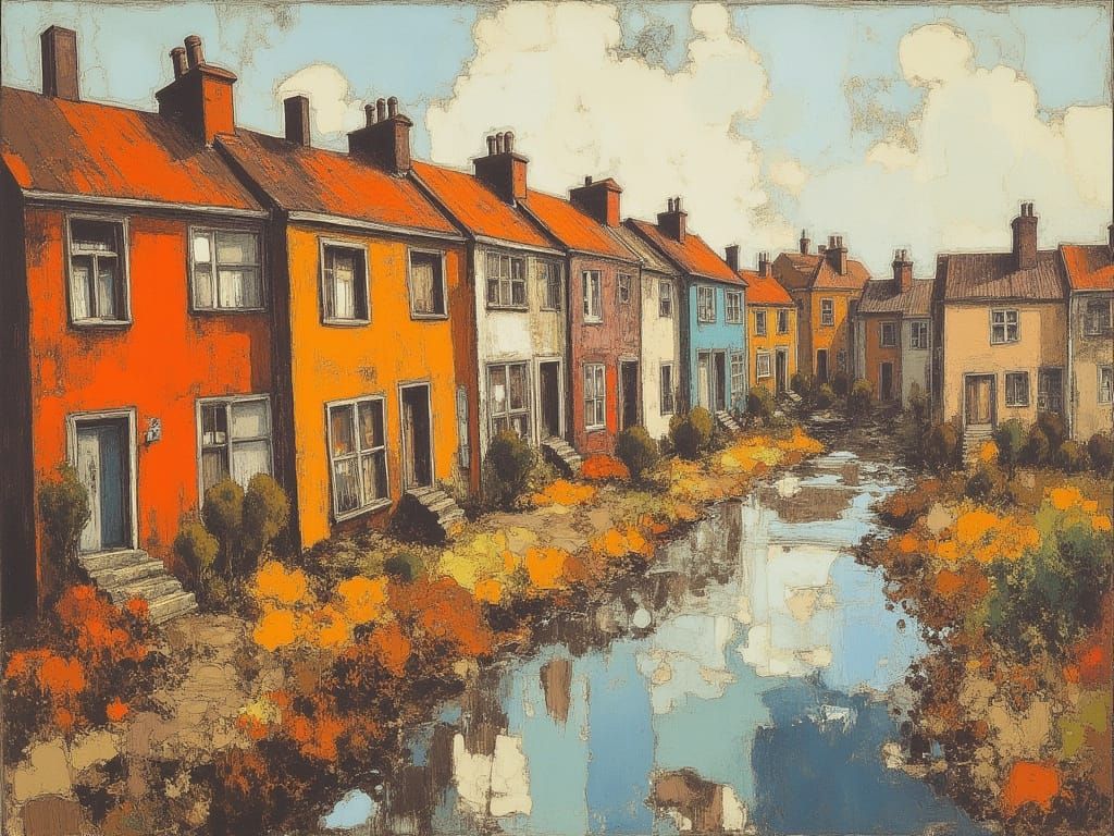 Row houses near the river