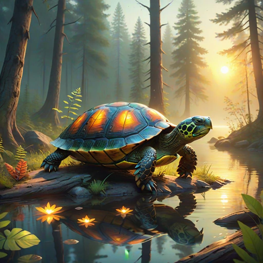 Luminous Turtle's Forest Journey: Concept Art