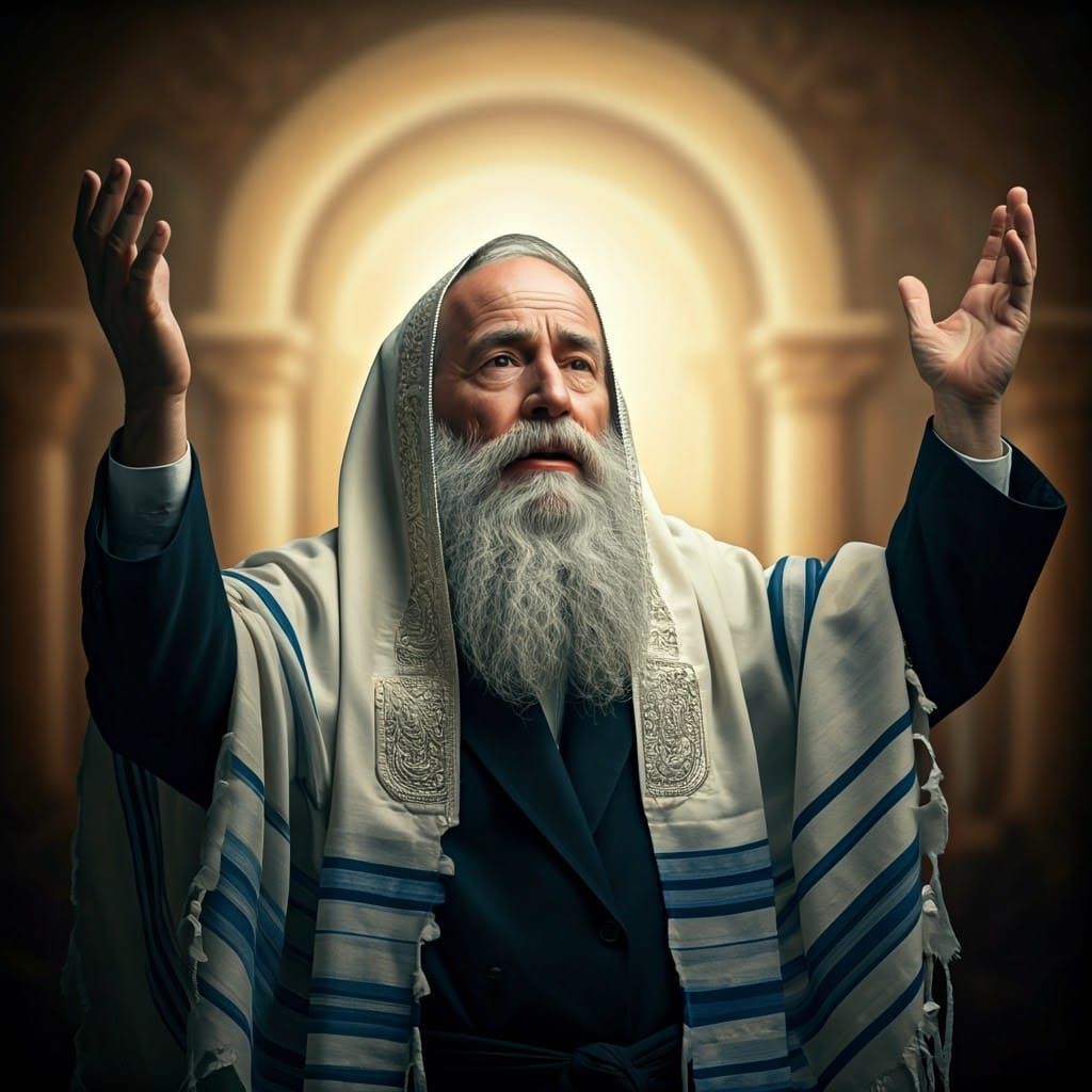 Orthodox Jew in Prayer, Hyperrealistic Digital Art