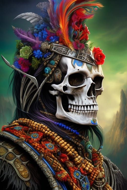 Skeletal Shaman Portrait in Dragoncore Fantasy Style