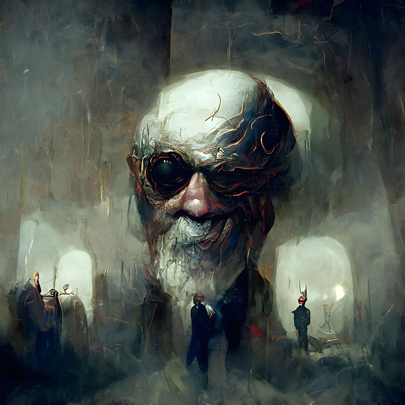 Surreal Sinister Old Man Portrait in Fantasy Art