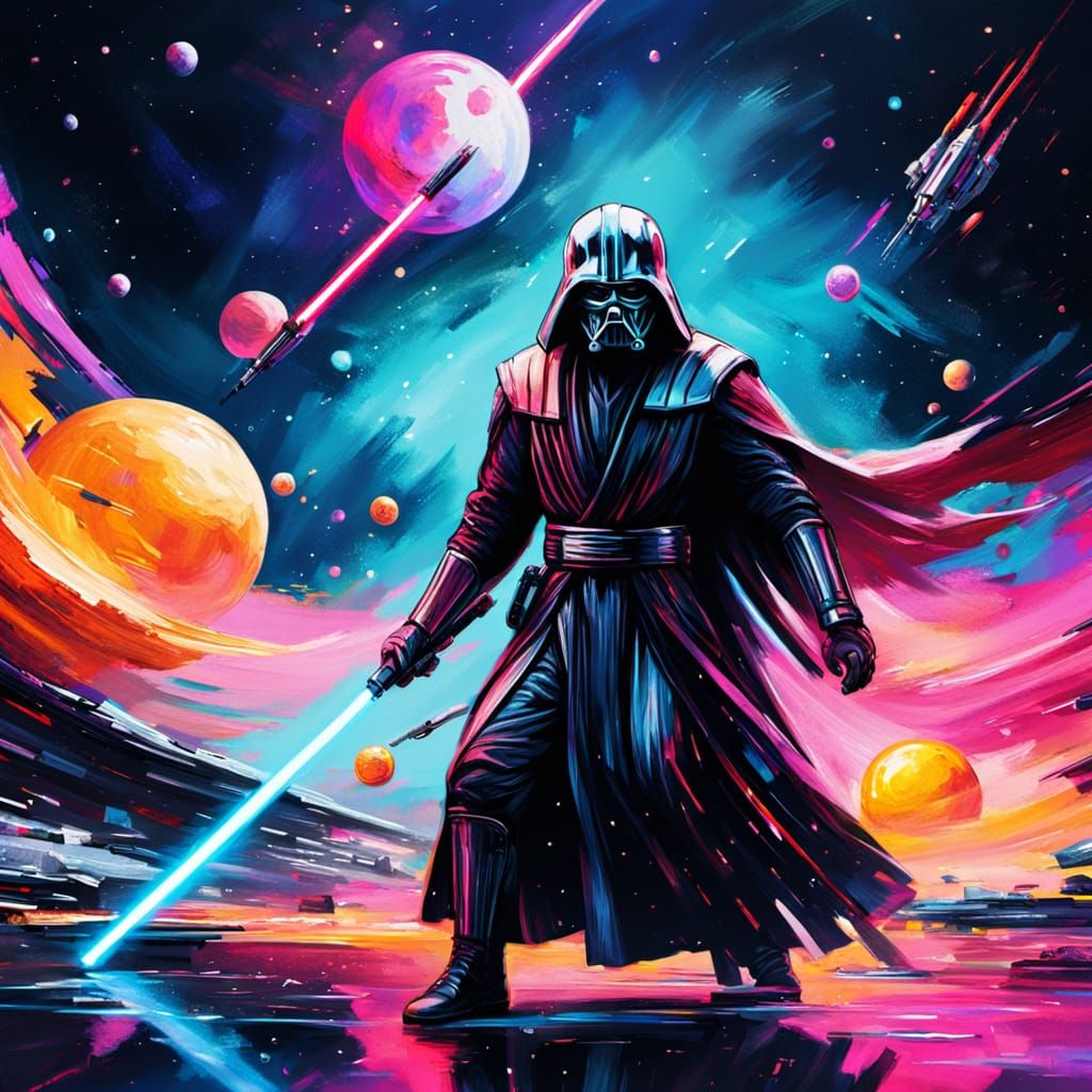 Jedi and Sith Space Battle in Glitch Art