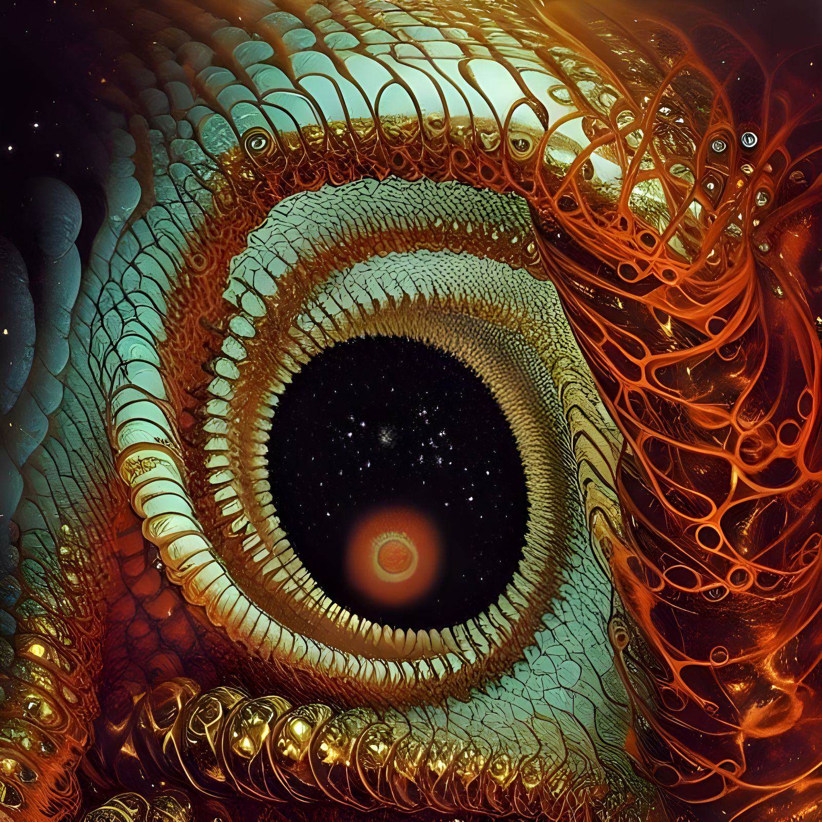 Glistening Minerals in Cosmic Fractal Landscape