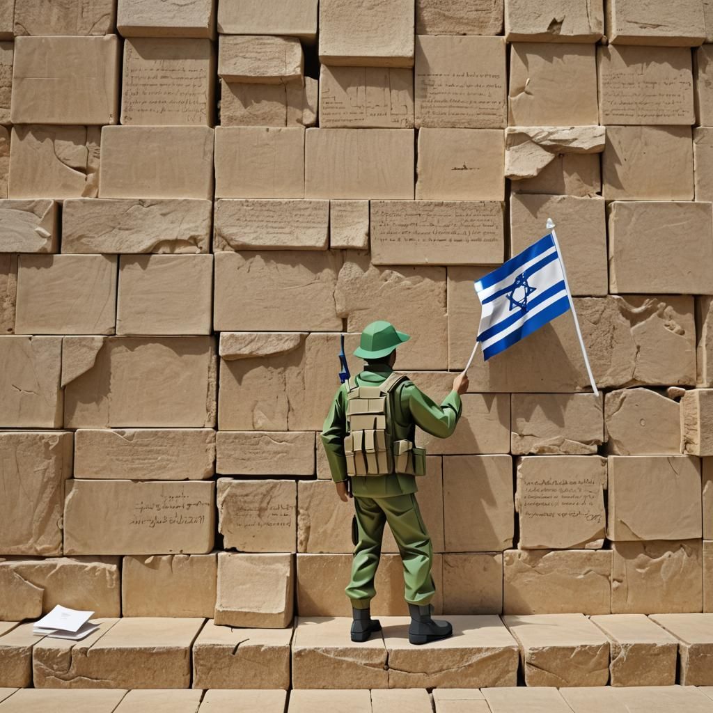 Origami IDF Soldier at Western Wall, 3D Render