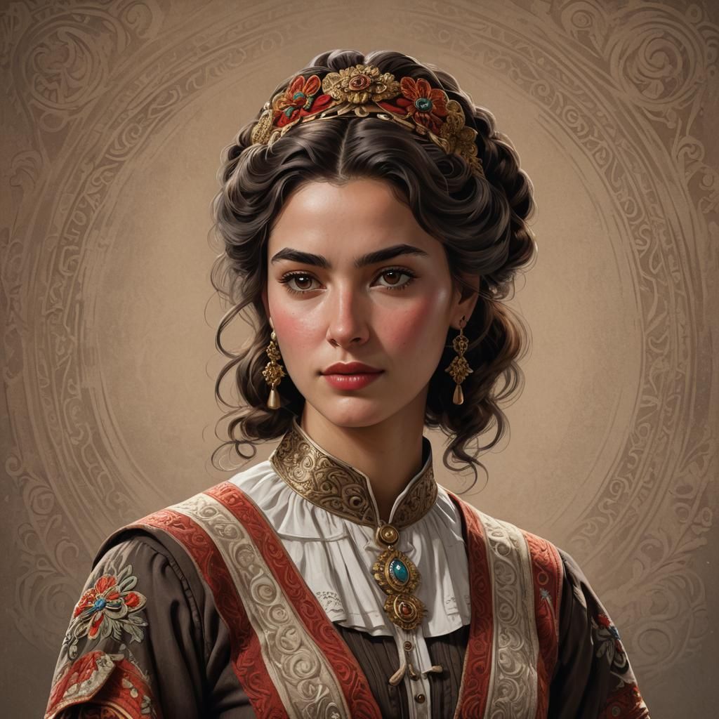 Chilean Woman Portrait in Costumbrismo Style