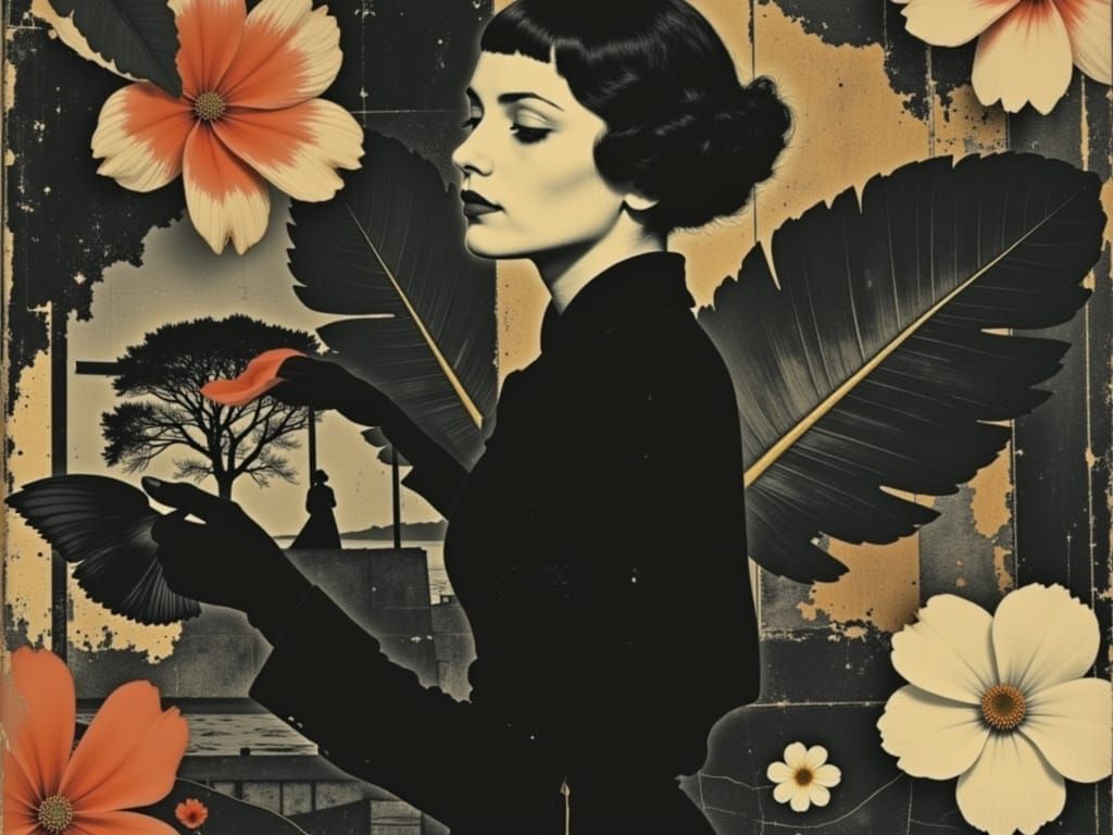 Art Deco Singer with Geometric Floral Tattoo in Impasto