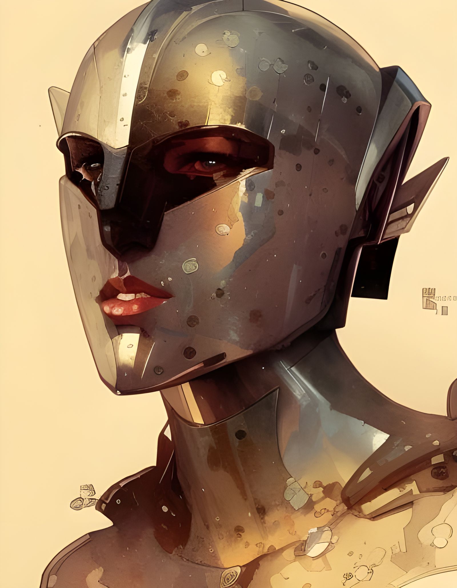 Cute Knight Rabbit Portrait in Watercolor Comic Style