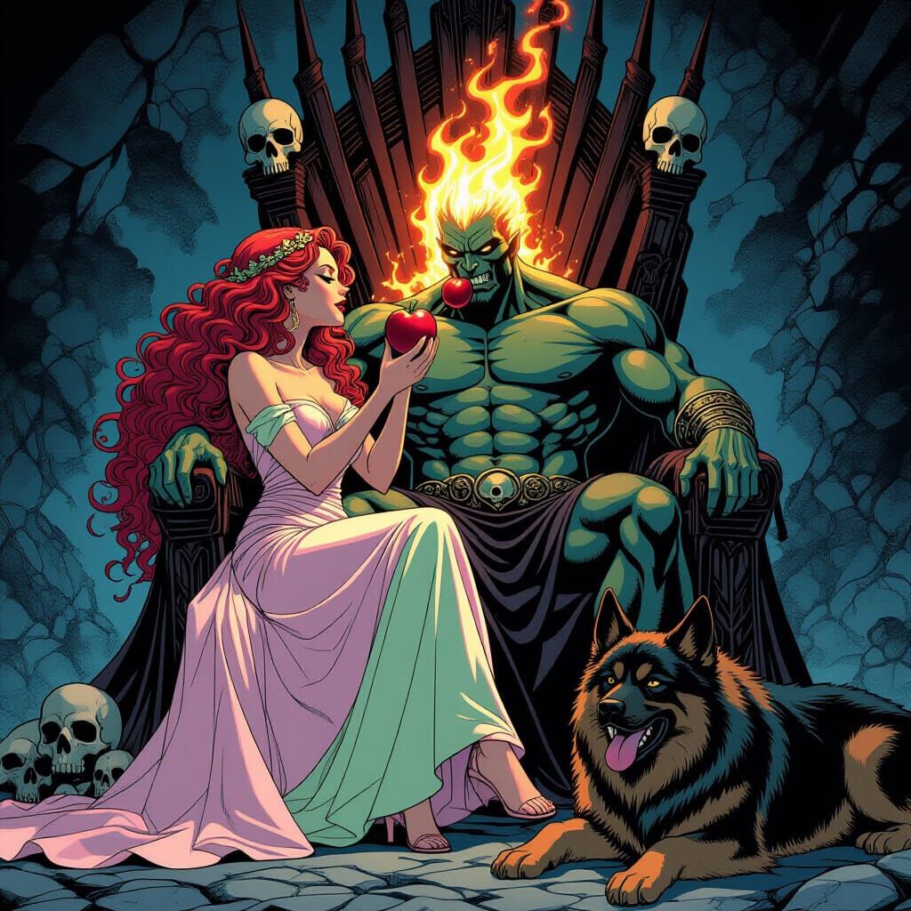 Persephone and Hades in Comic Book Style