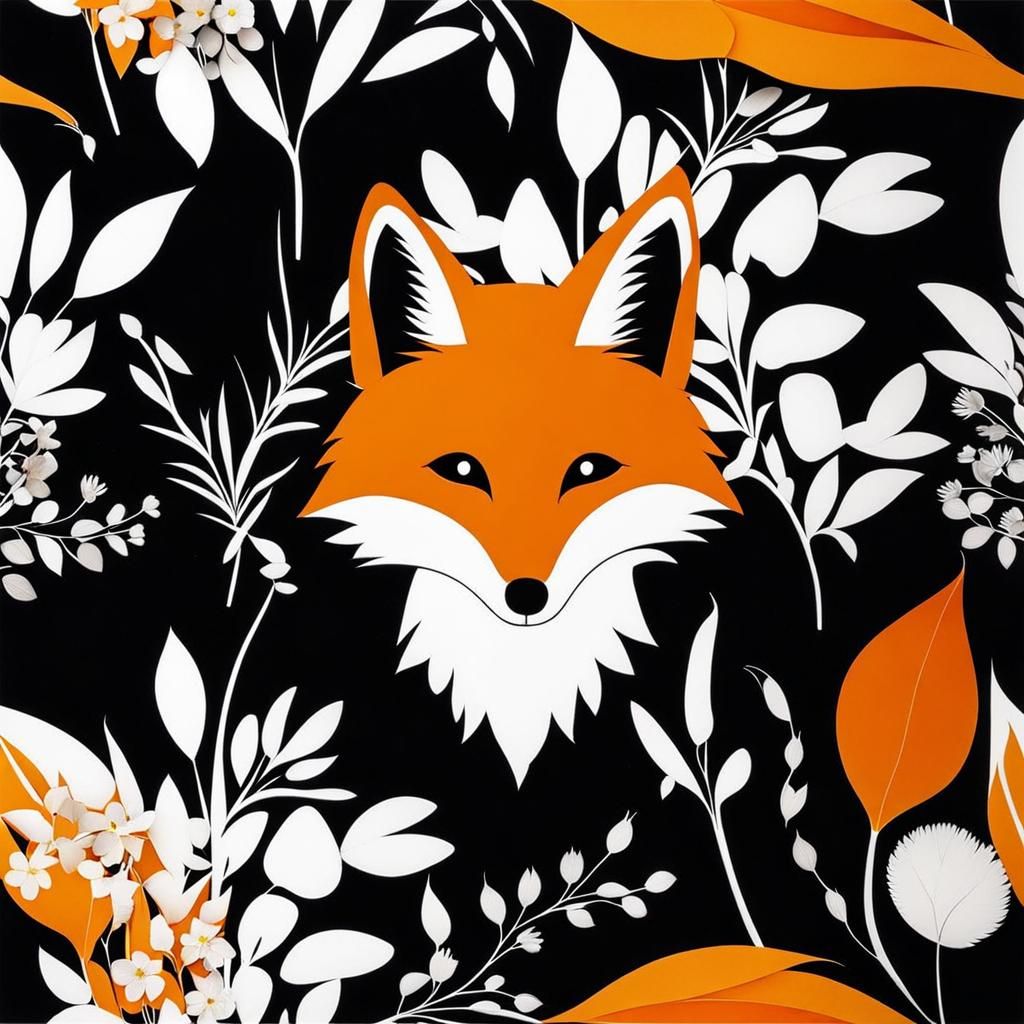Fox in Autumn Leaves: Photogram Style