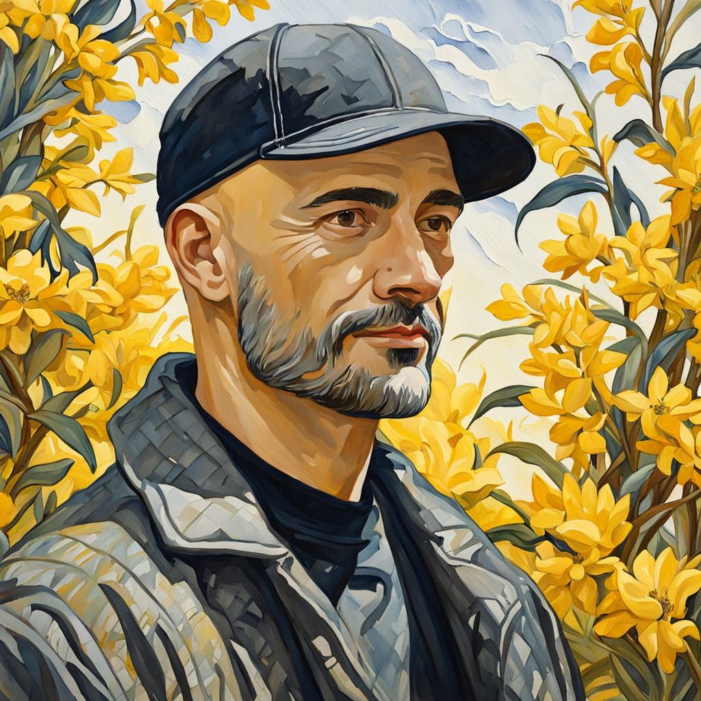 Vibrant Spring Portrait in Art Nouveau Style