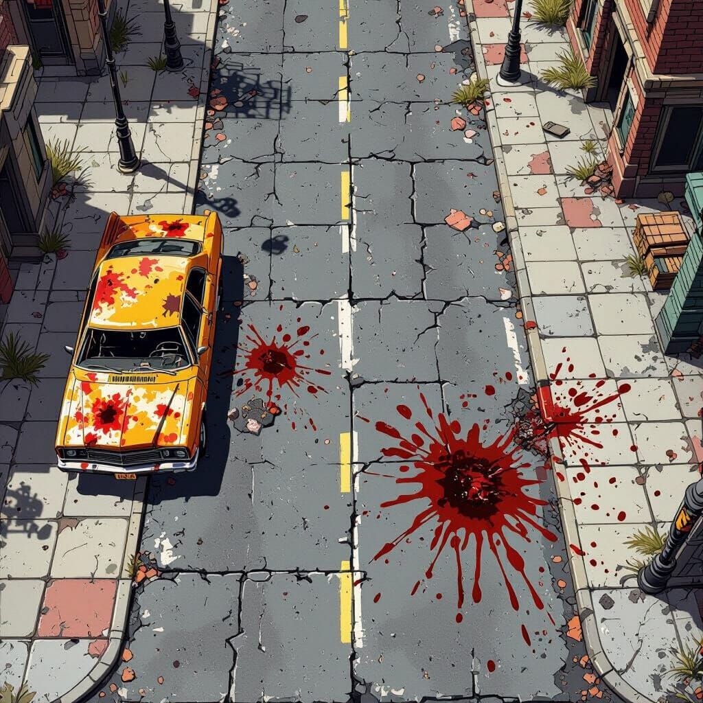 Urban Street Tile in Zombicide Board Game Style