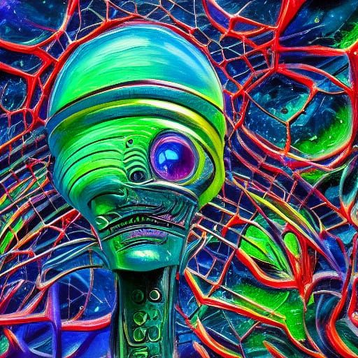 Surreal Alien Portrait in Shattered Glass