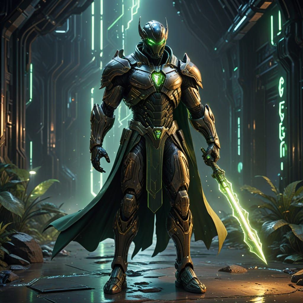 Cyber Guardian Hercules Stands Heroically in Sci-Fi Armor