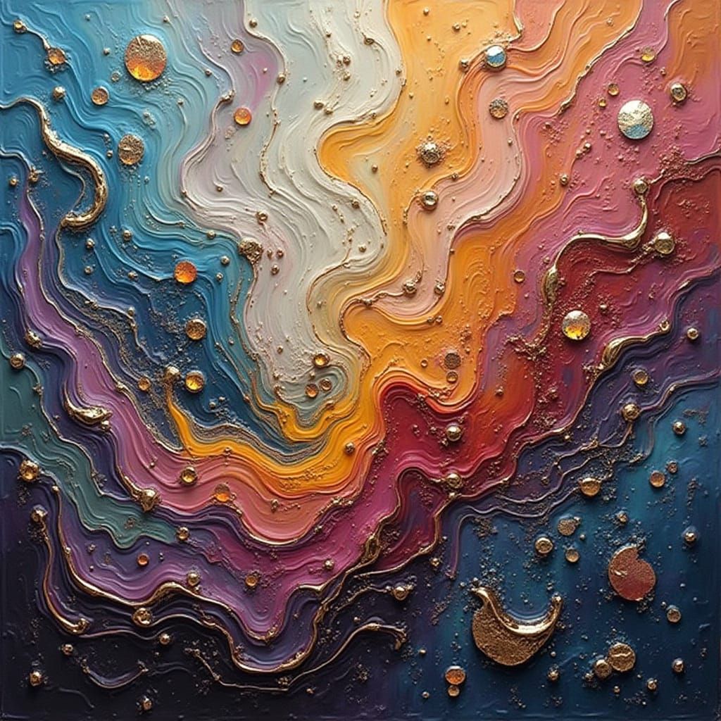 Cyberpunk-Style Oil and Water Abstract Masterpiece with 24k ...