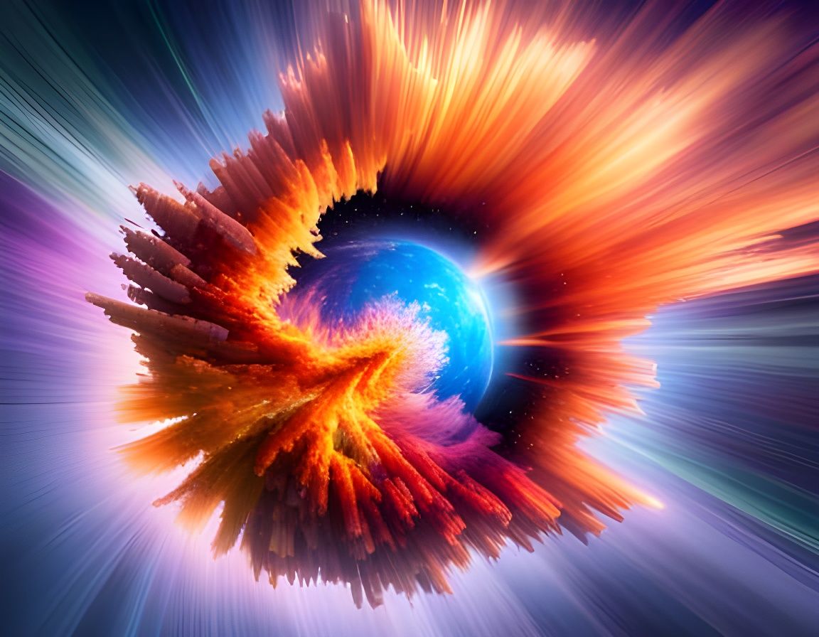 Colorful Fireball Explosion in Space as Digital Art