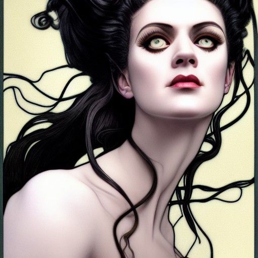 Gothic Portrait of Bride with Dark and White Hair