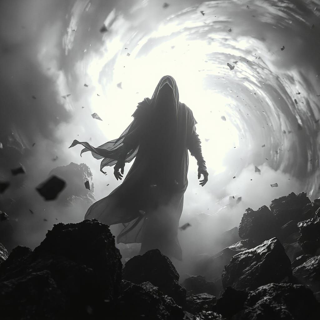 Thanatos Emerges from Digital Mist: Glitch Art