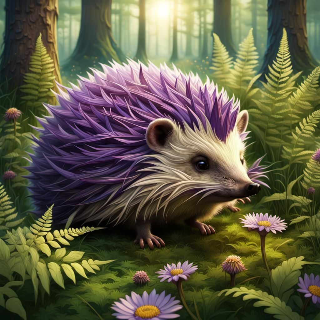Hedgehog's Floral Transformation: An Art Nouveau Fantasy