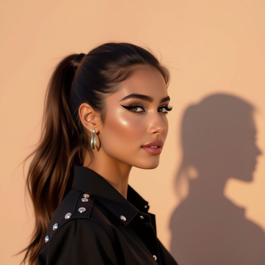 Cinematic Portrait of Young Woman with High Ponytail