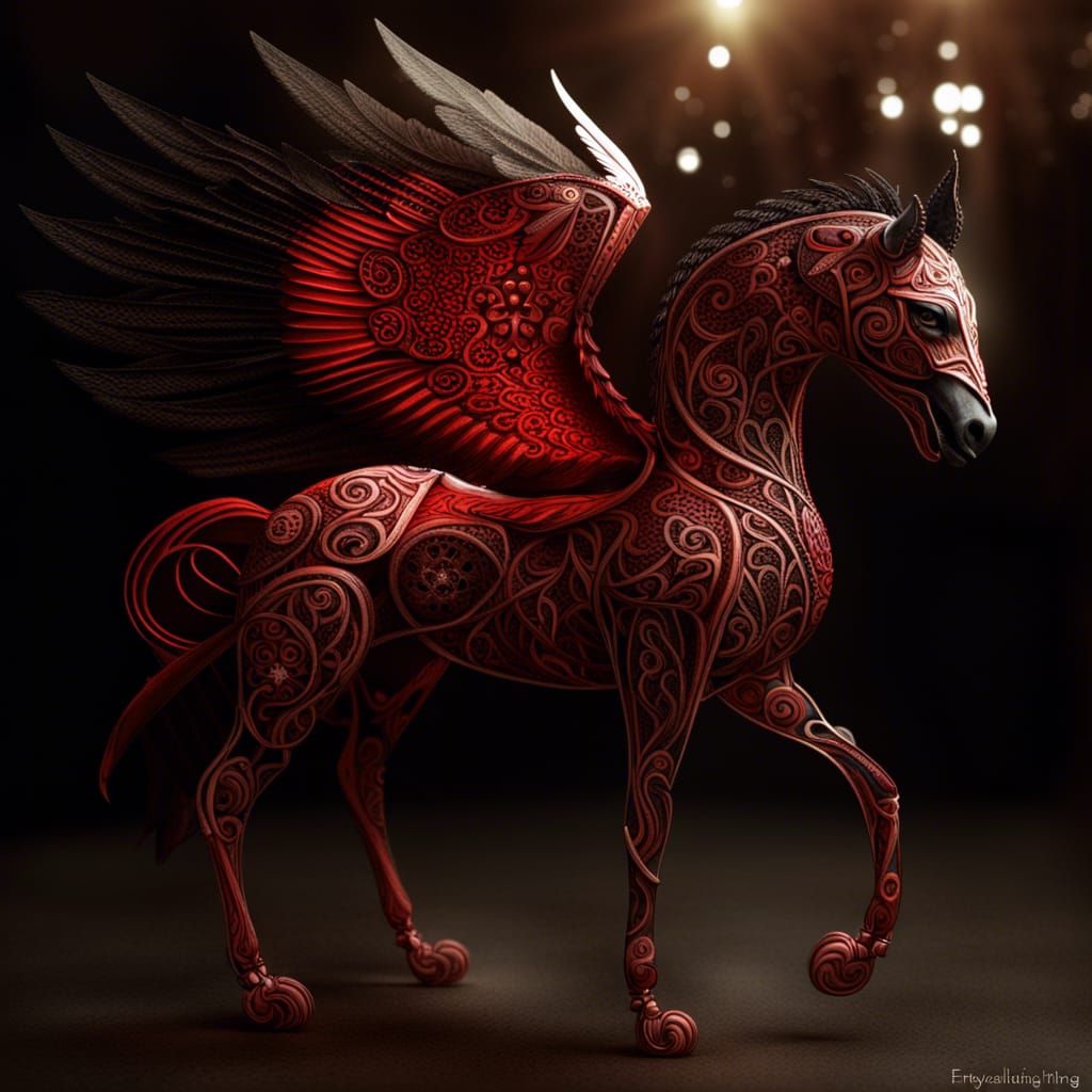 Panther Pegasus Hybrid in Vorticist Style