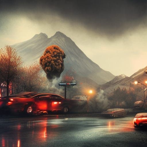 Surreal Cyberpunk Apocalypse with Donuts and Roses