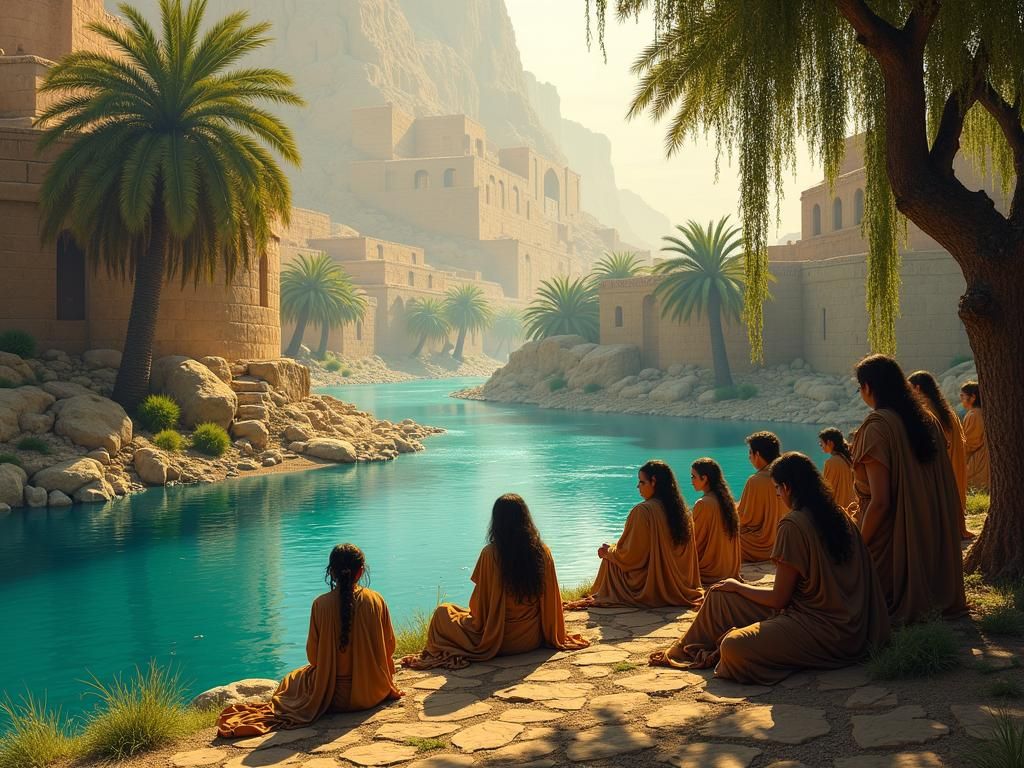 Brooding Landscape of Ancient Babylon with River