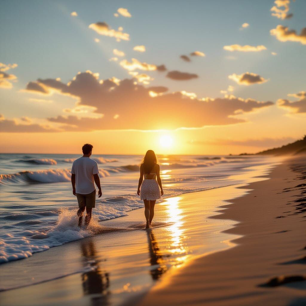 Serene Summer Evening by the Ocean Shore