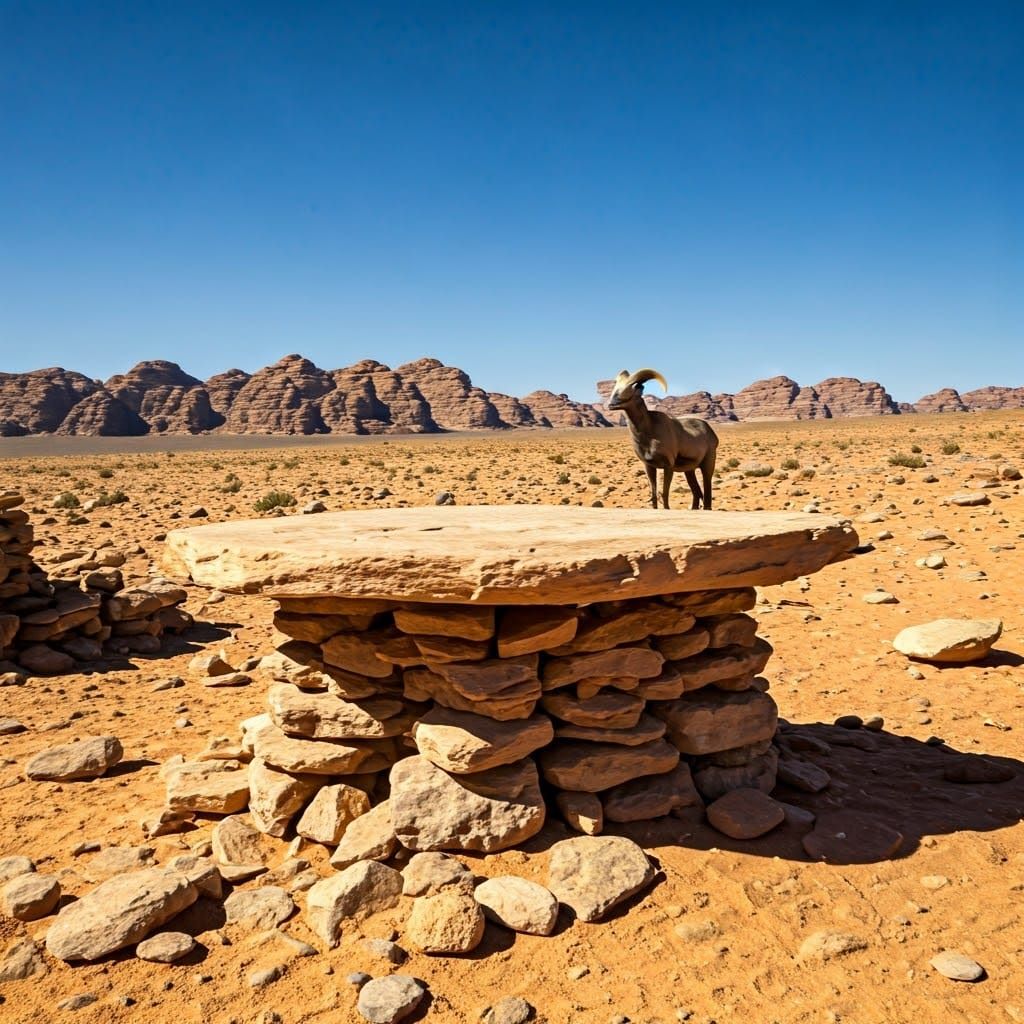 Desert Rock Table with Distant Ram